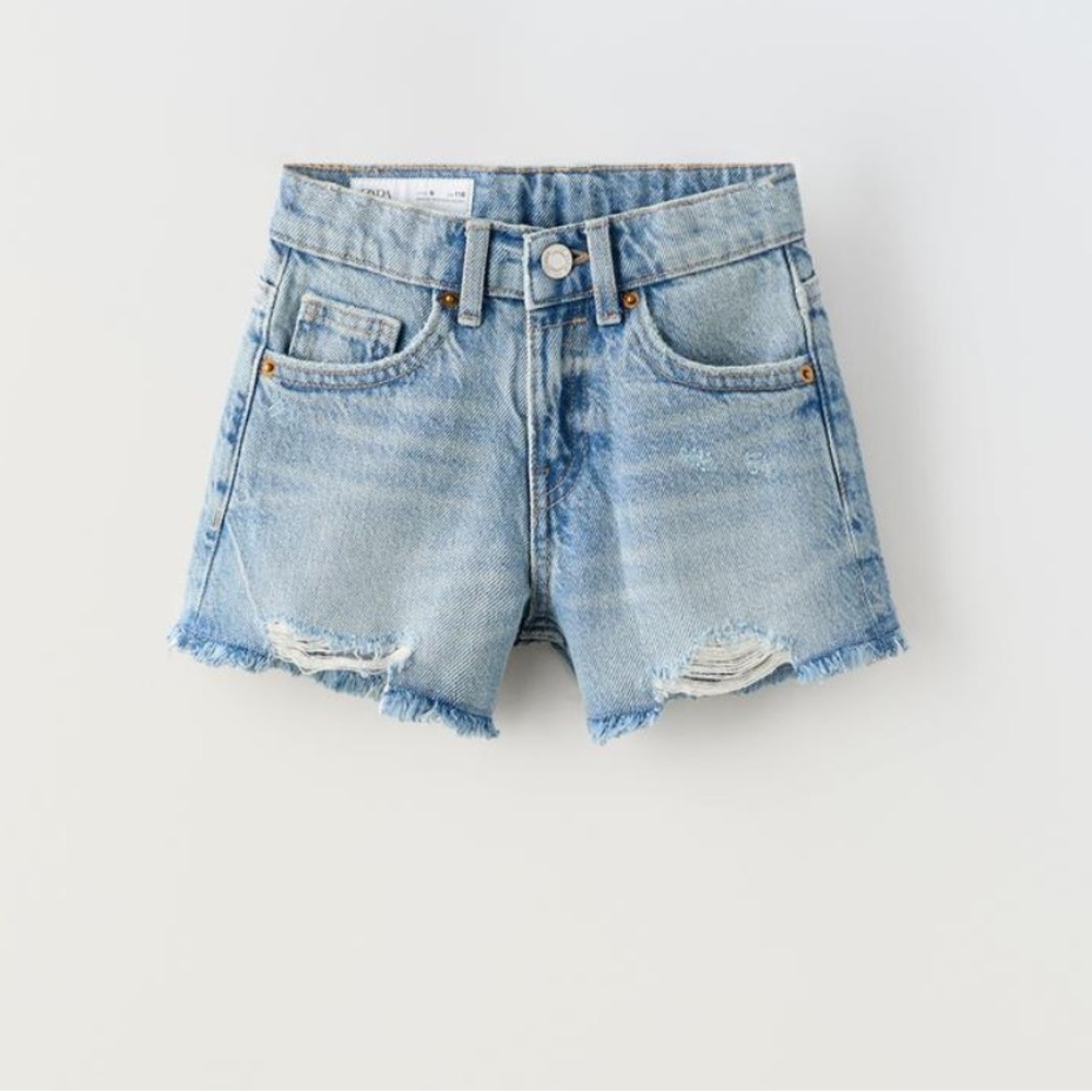 Zara Faded Blue Denim Jean Shorts